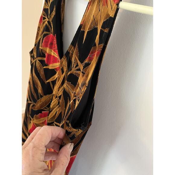 Jessica Howard Vtg Womens 10 Halter Long Dress Sheath Black Floral Party Resort - Picture 3 of 9